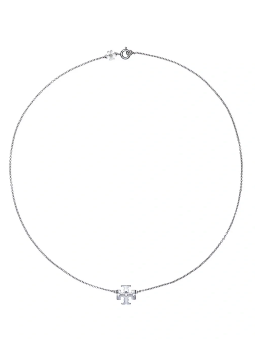 TORY BURCH • Silver Kira Logo Charm Pendant Necklace_3